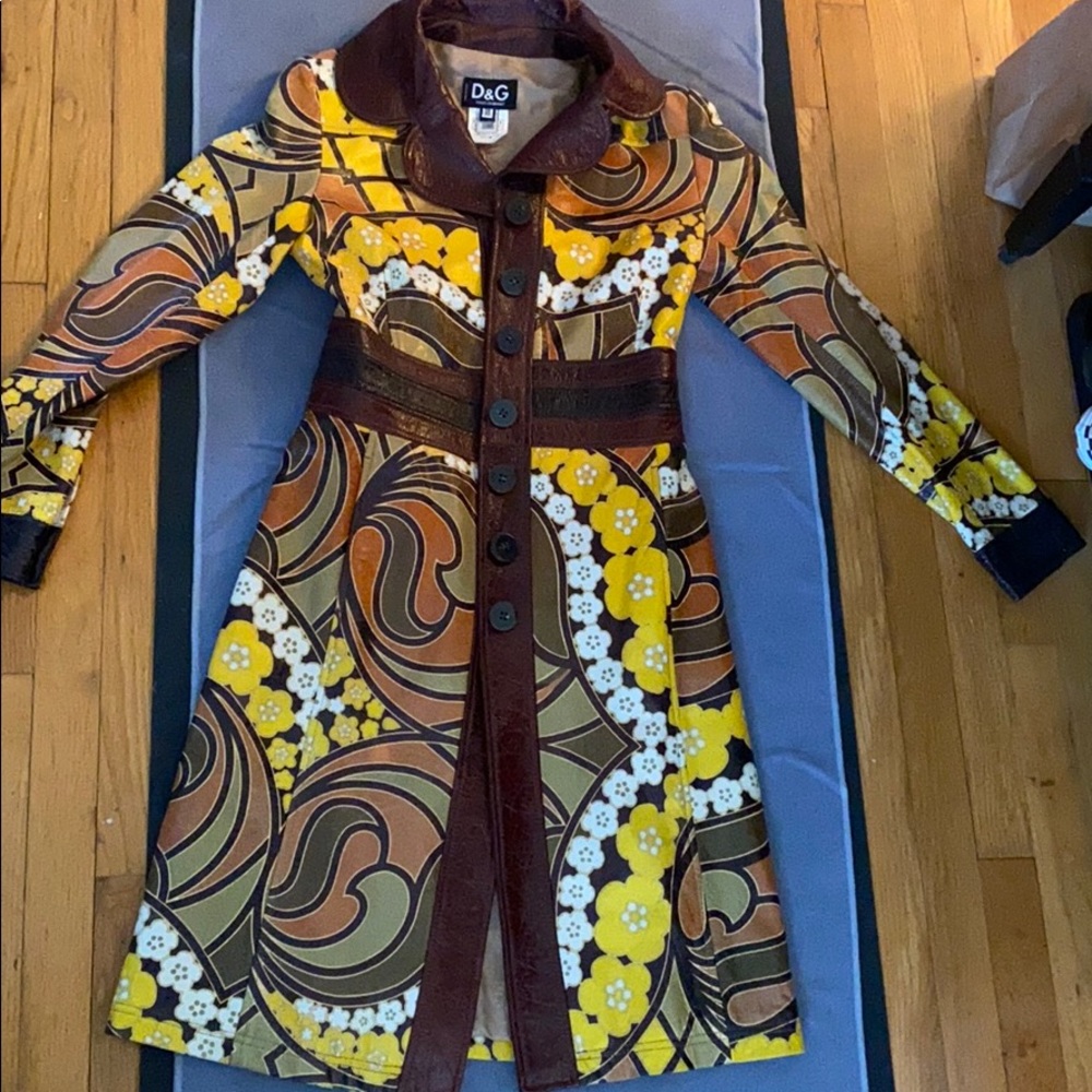 Vintage D&G floral leather coat